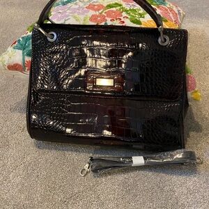CCO Elegant Black Crocodile-Embossed Handbag